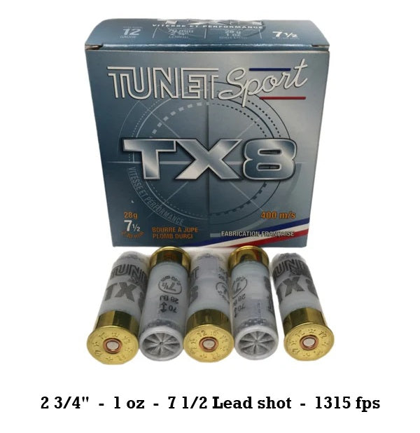 Tunet 12ga Sport TX8 1315 fps - #7.5 shot - 250ct case